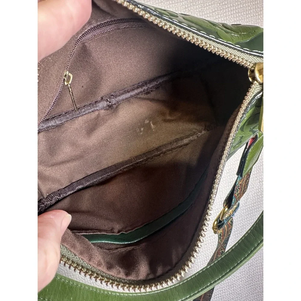Green Embossed Floral Crossbody Shoulder Bag Removable Strap Boho Western Purse